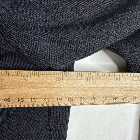 LOFT Ann Taylor Black Tan Trim Cardigan Sweater Ruffle Size Medium - Picture 5 of 7